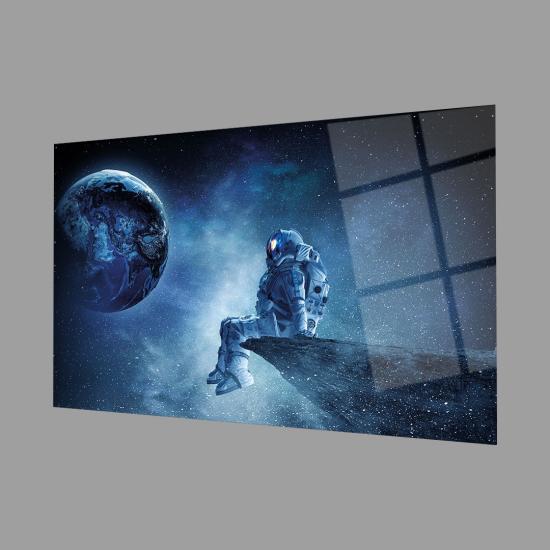 Uzay Astronot 4mm Dayanıklı Cam Tablo Temperli Cam, Space Glass Wall Decor