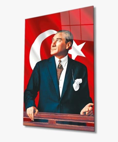 Atatürk Cam Tablo 4mm Dayanıklı Temperli Cam, Atatürk Glass Wall Art